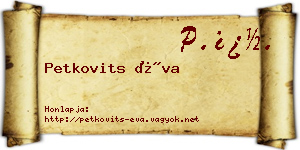 Petkovits Éva névjegykártya
