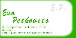 eva petkovits business card